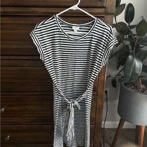 J. Crew Black and White Striped Dress